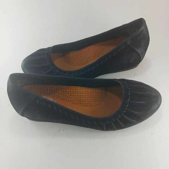 Beartraps Norma Round Toe Wedge Slip On Ballet Flats Women's 8.5 Black 1.5" Heel - Picture 3 of 9